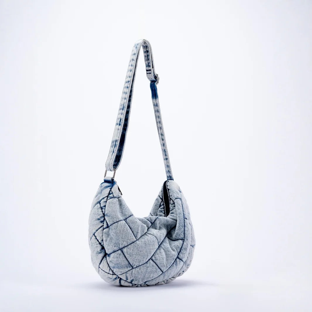 Vintage Denim Shoulder Bag Women's Large Capacity Messenger Bag Multi-pockets Satchel Bags Adjustable Strap Ladies Crossbody Bag