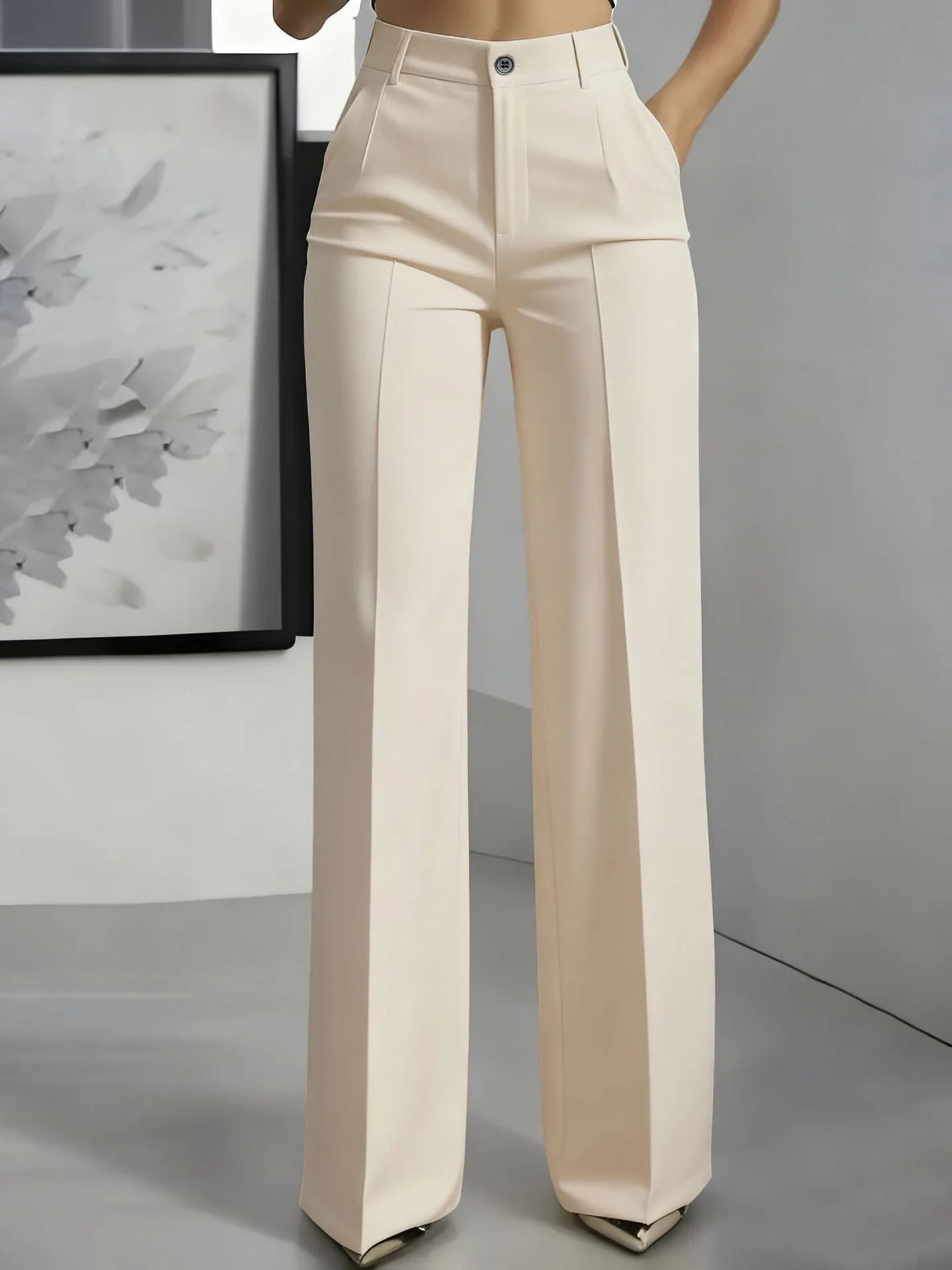 2026 New Women's High-Waist Drapey Straight-Leg Suit Pants Simple Elegant Long Trousers for Ladies