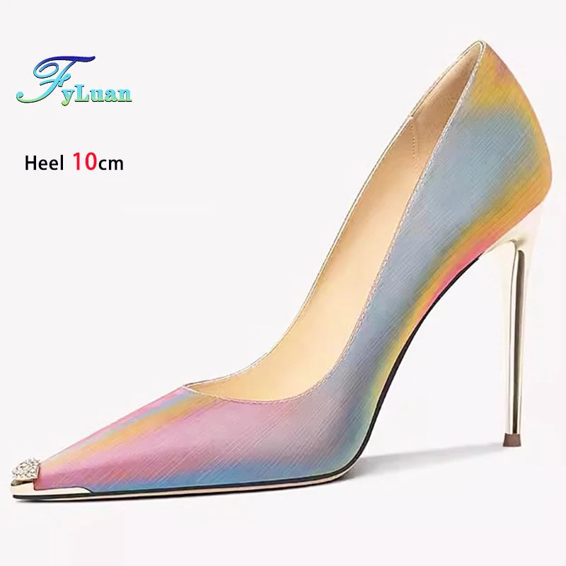 Rainbow Color Pointed Toe High Heel Stiletto Pumps for Women