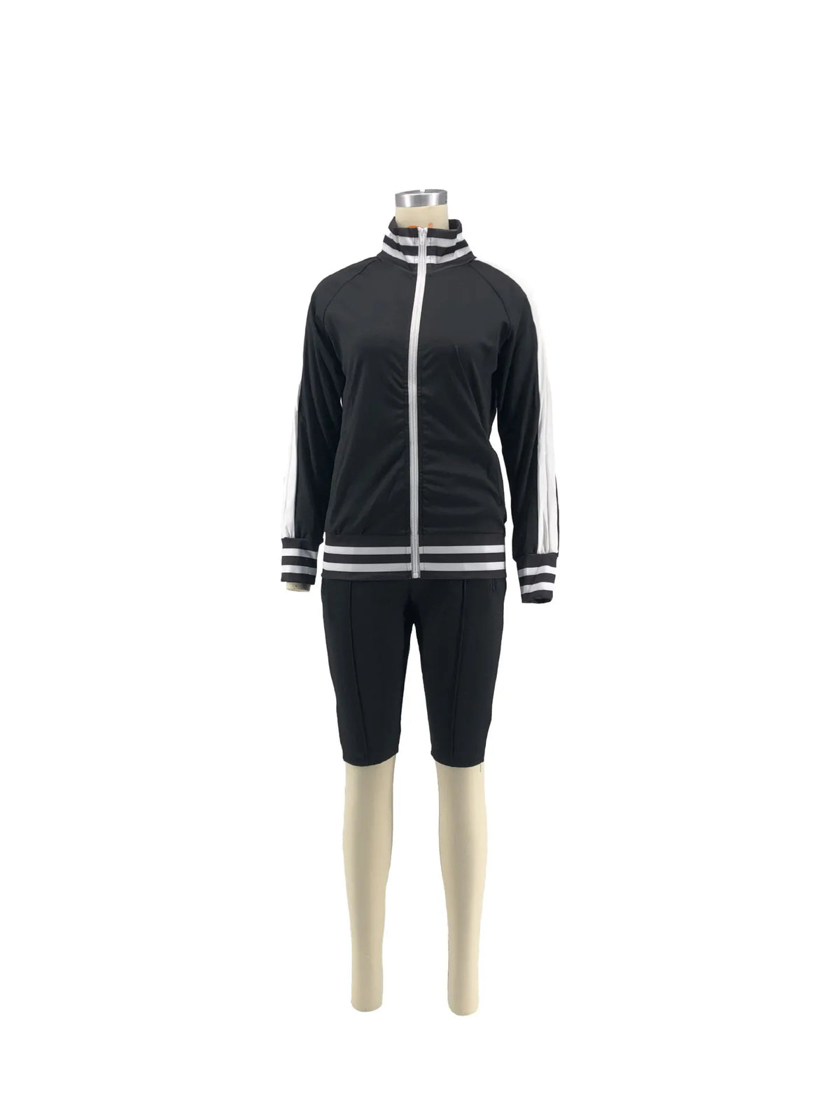 Casual Cold Shoulder Zipper Tracksuit Set for Women