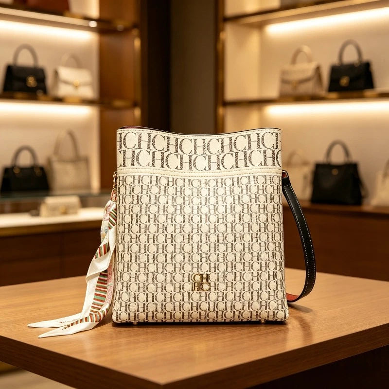 Letter Print Crossbody Bucket Bag