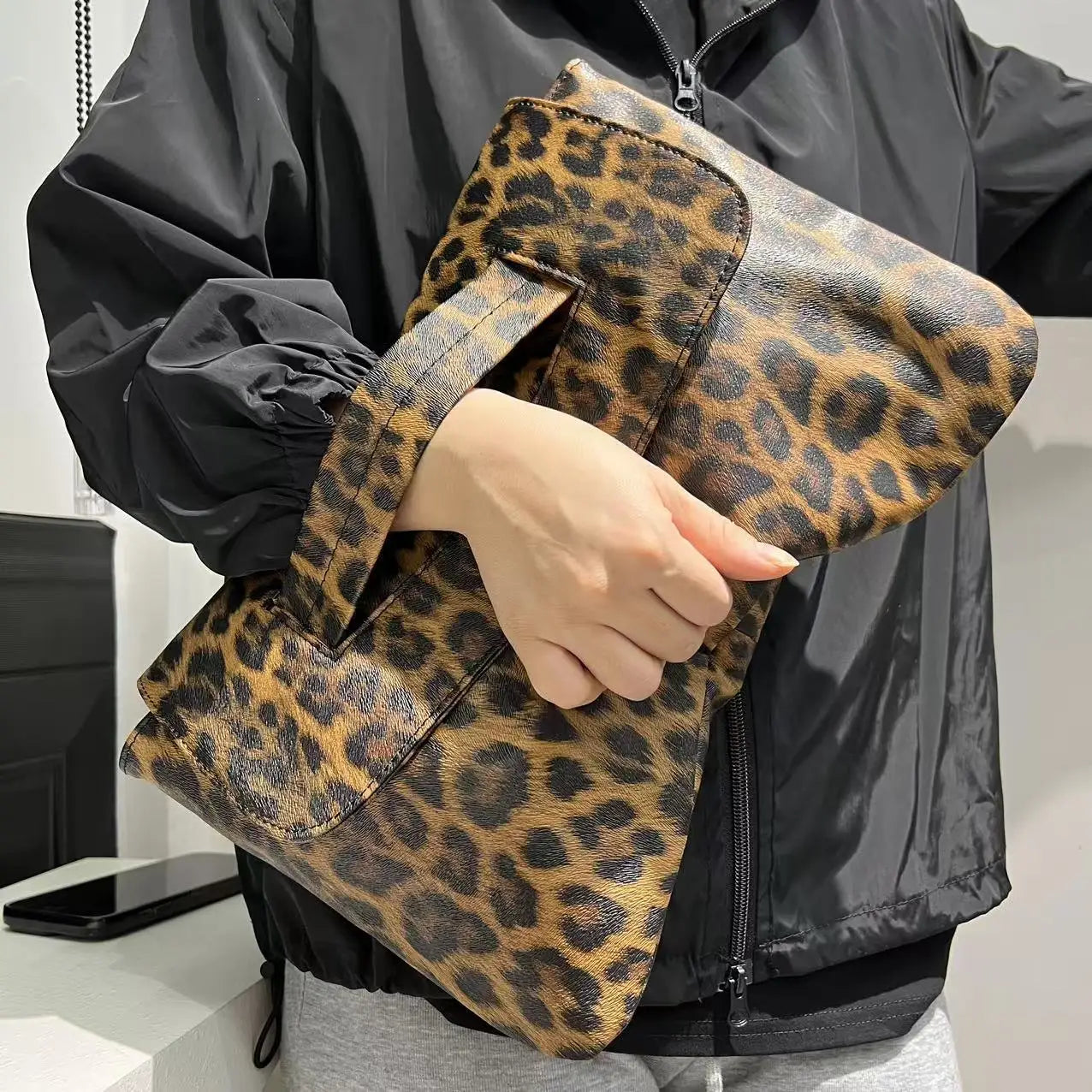 Leopard Print Retro Handbag High Capacity for Women