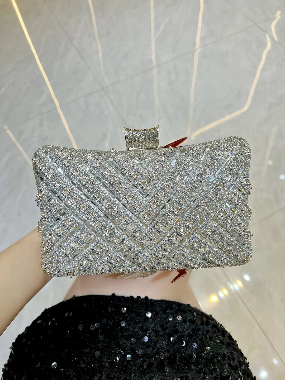 Dinner Fashion Women's Bag Luxury Brand Fashion Diamond-encrusted Women's Shoulder Bag High Quality Chain Shiny Women's Handbag