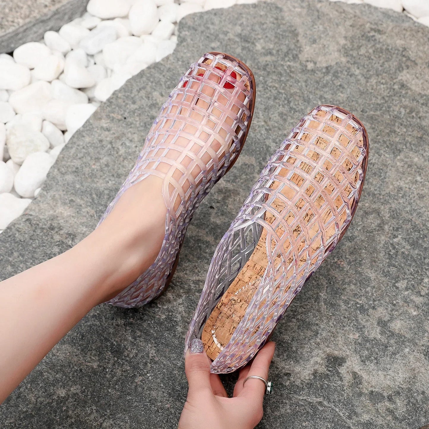 Lightweight Breathable Hollow Out Jelly Slides For Women