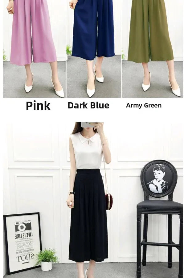 High Waist Pleated Wide Leg Cotton Linen Pants For Women