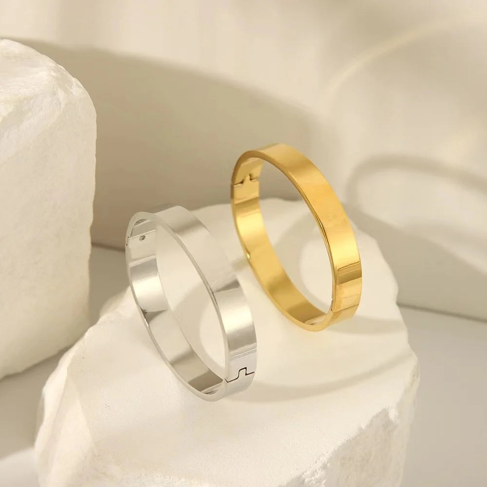 Waterproof Oval Stainless Steel Bangle Bracelet for Women