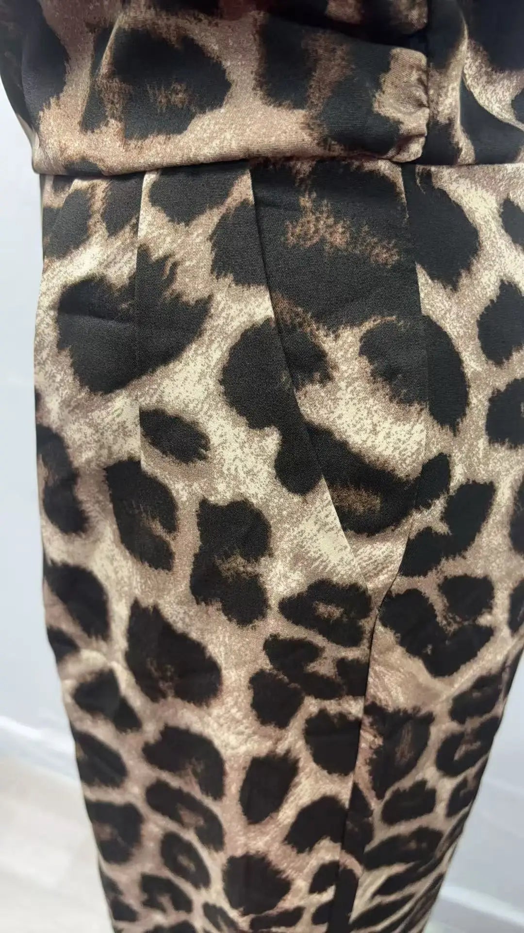 Leopard Print Sleeveless Wide Leg Jumpsuit for Women