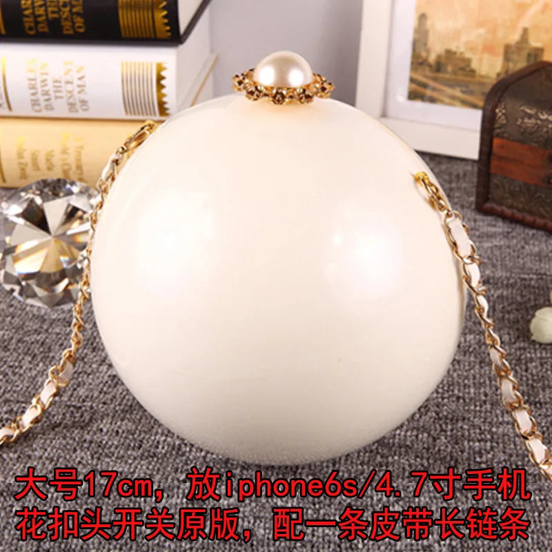 Pearl Embellished Round Acrylic Clutch Bag for Women