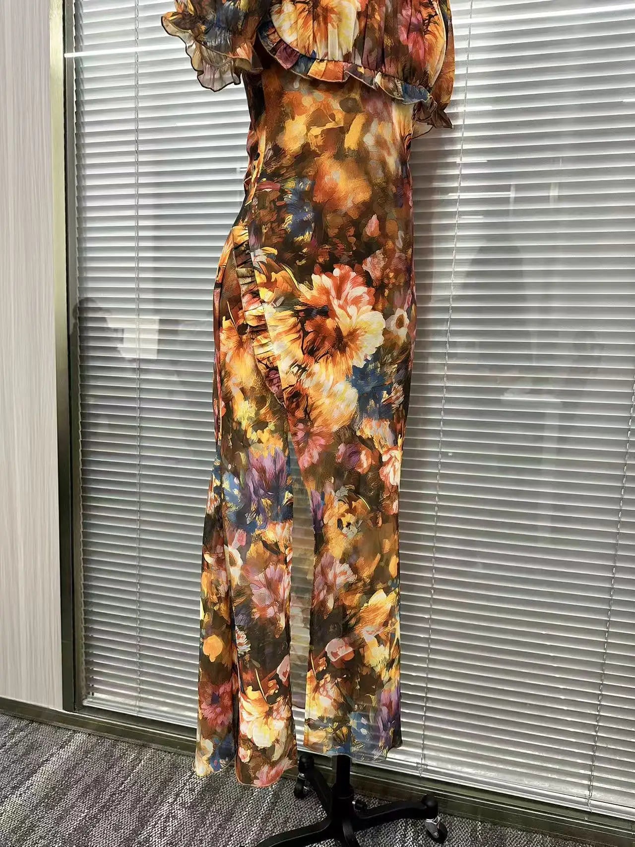 Elegant Lace Print Square Neck Tube Dress for Women