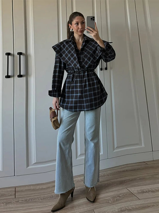 Plaid Patchwork Long Sleeve Shirt