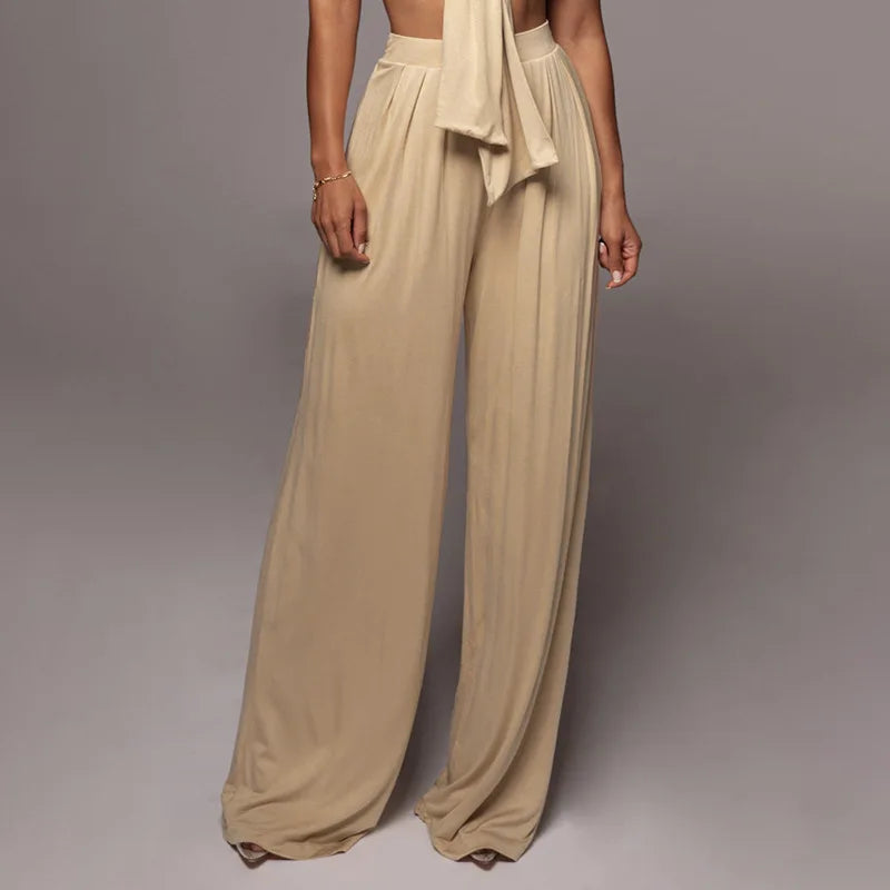 Elegant Solid Color Casual Two Piece Set for Women