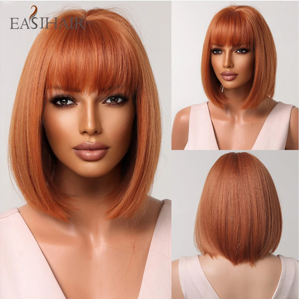 Light Blonde Bob Wig With Bangs for Women Heat Resistant