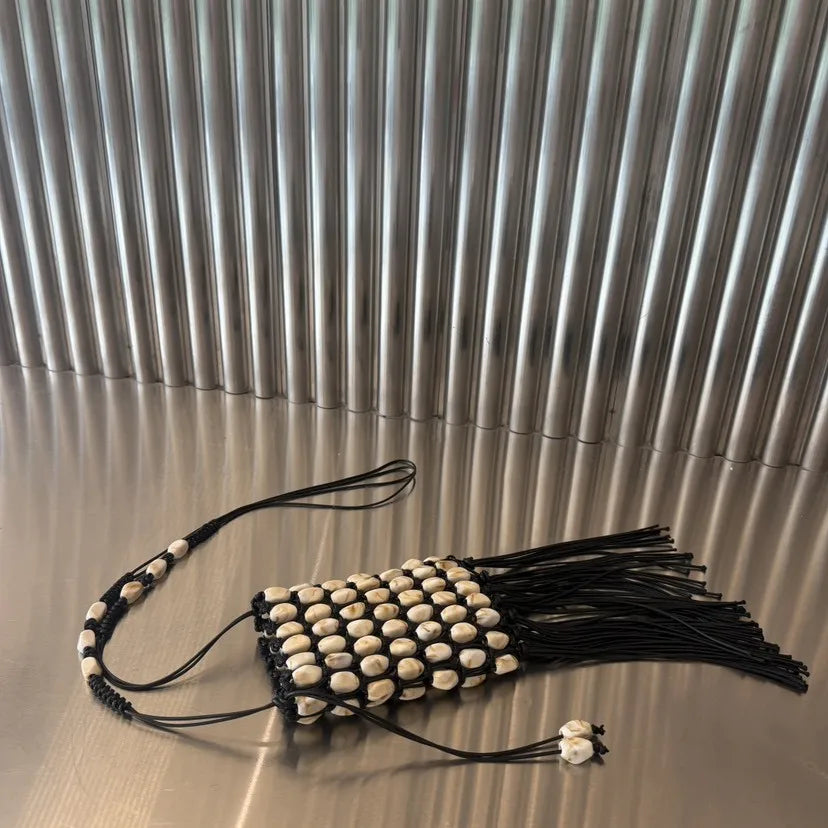 Handmade Beaded Rope Crochet Crossbody Bag for Women