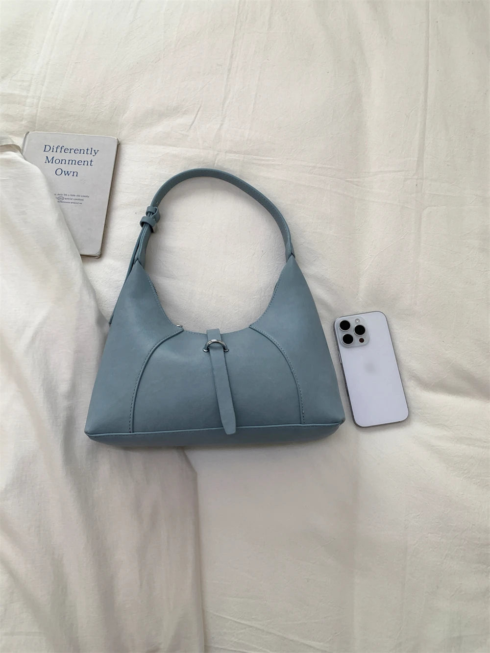 Solid Color Faux Leather Hobo Shoulder Bag for Women