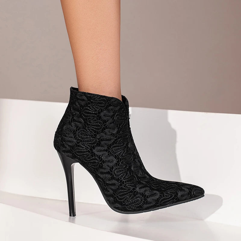 Pointed Toe High Heel Stiletto Ankle Boots for Women