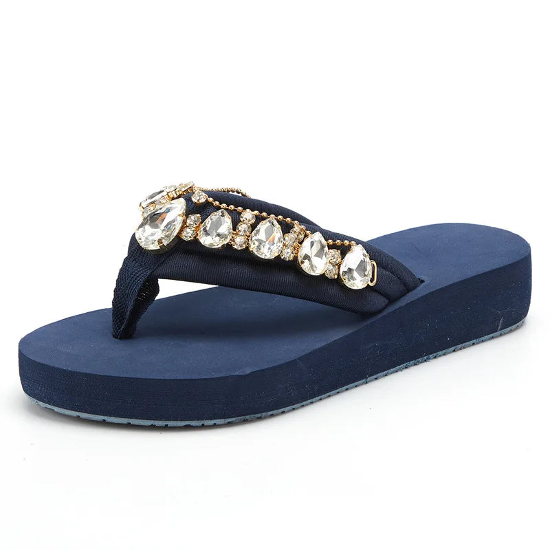 Crystal Accent Clip Toe Casual Summer Sandals For Women
