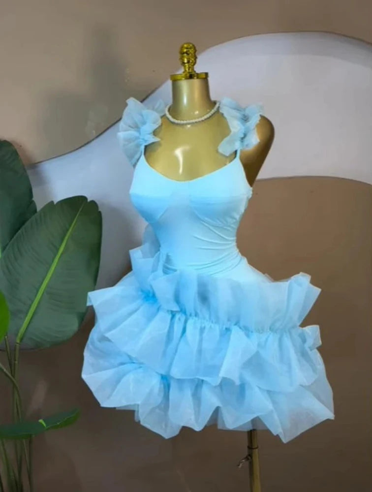 Elegant Ruffled Hem Sleeveless Mini Dress for Women