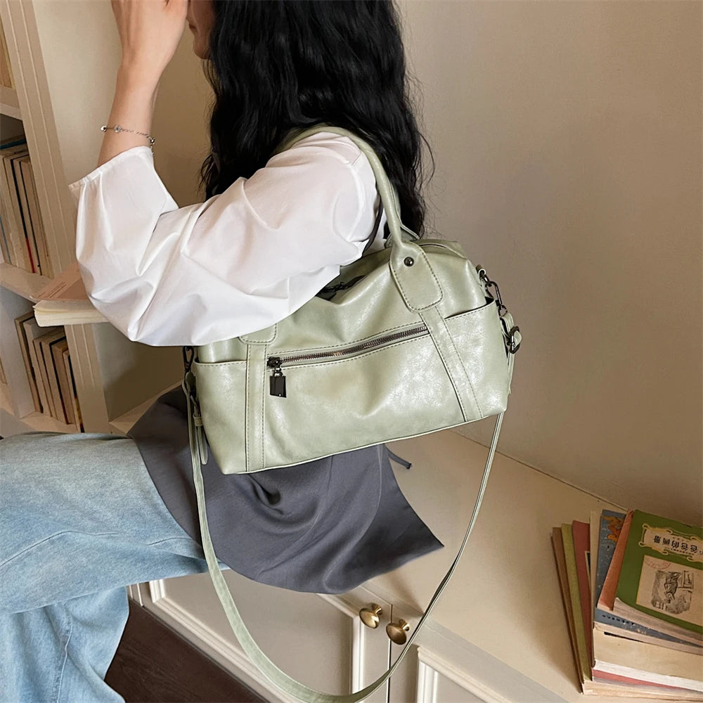 Practical Pure Color Vegan Leather Shoulder Crossbody Bags for Women