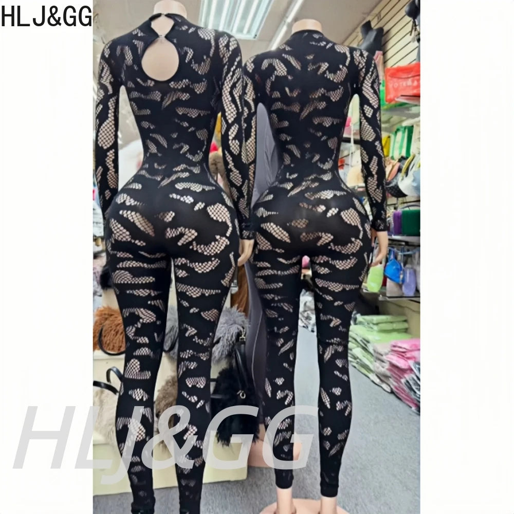 Lace See Through Round Neck Long Sleeve Bodycon One Piece for Women