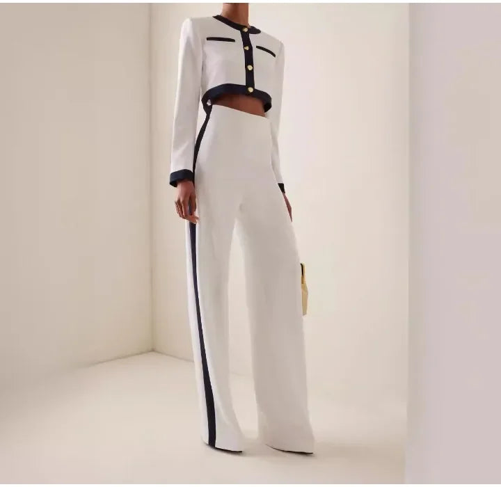 Elegant Long Sleeve Blazer and Trousers Suit Set for Women