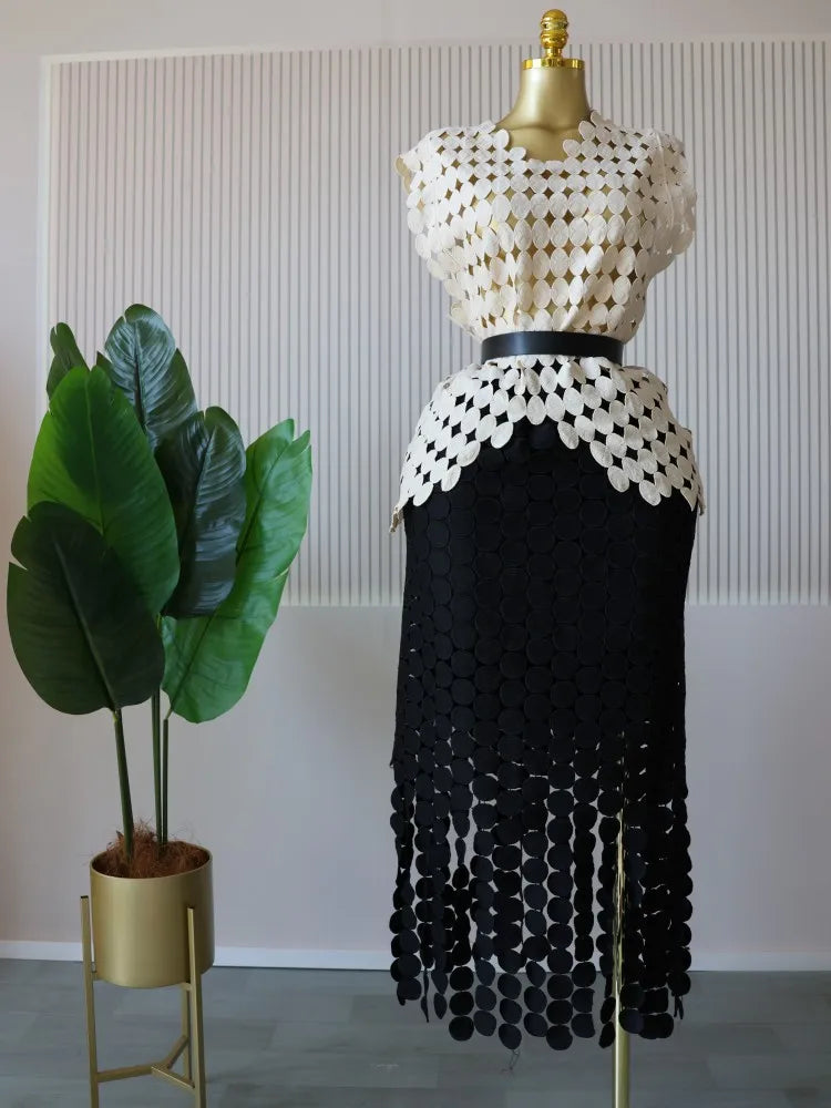 Stylish Cutout Crop Top And Maxi Skirt Two Piece Set for Women