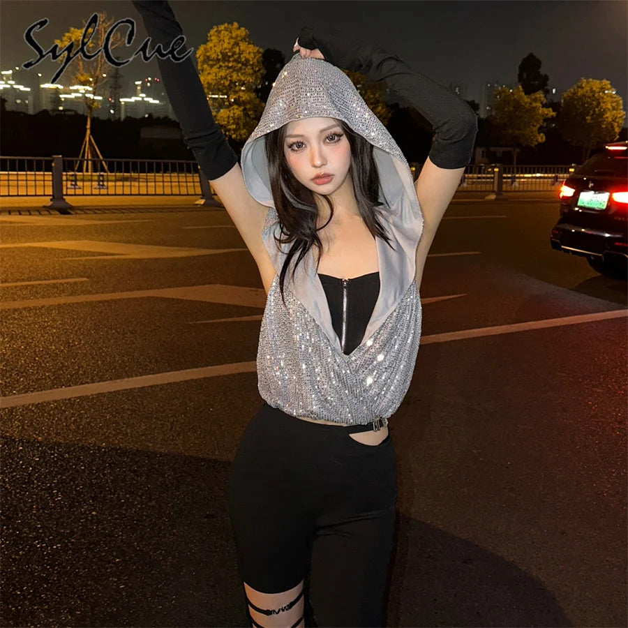NIBBER 2026 Spring New Contrast Color Fashionable Personalized High Street All-match Stacked Cool Casual Women's Hooded Top Suit