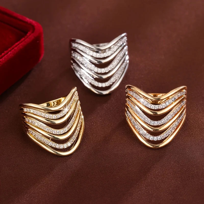 Multi Layer Rhinestone Statement Ring