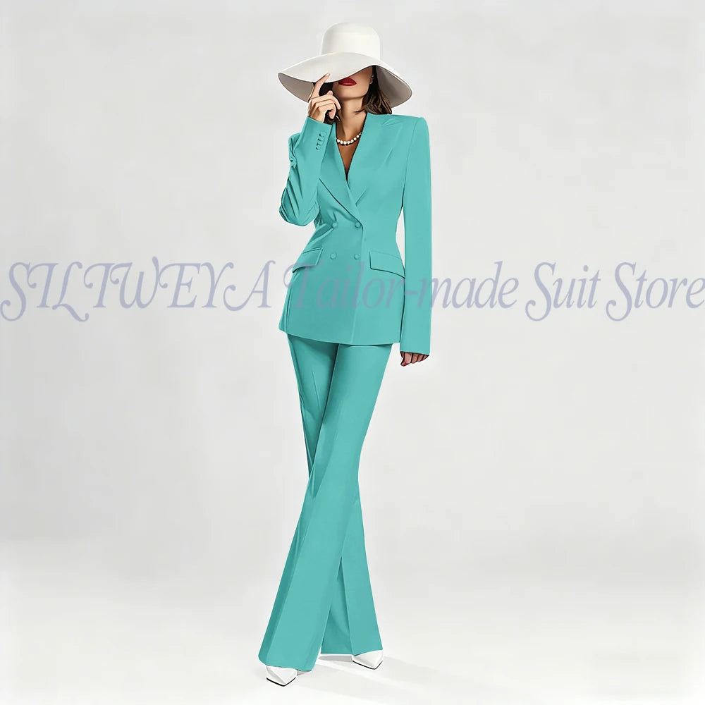 Slim Fit Double Breasted Blazer Suit Set for Women
