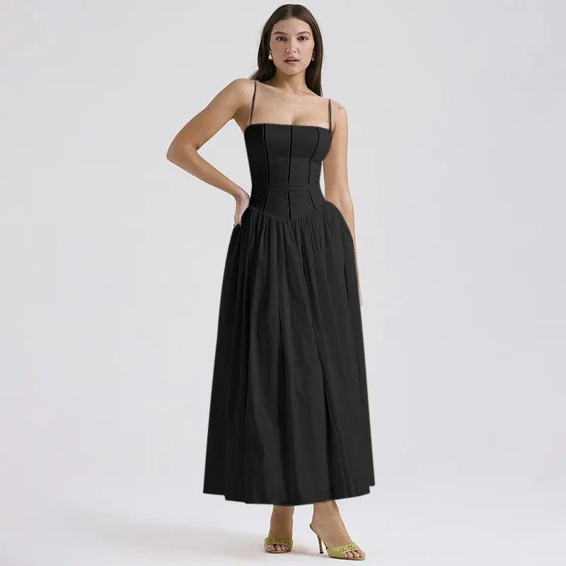 Vintage Boho Floral Print Maxi Dress with Ruffles for Women