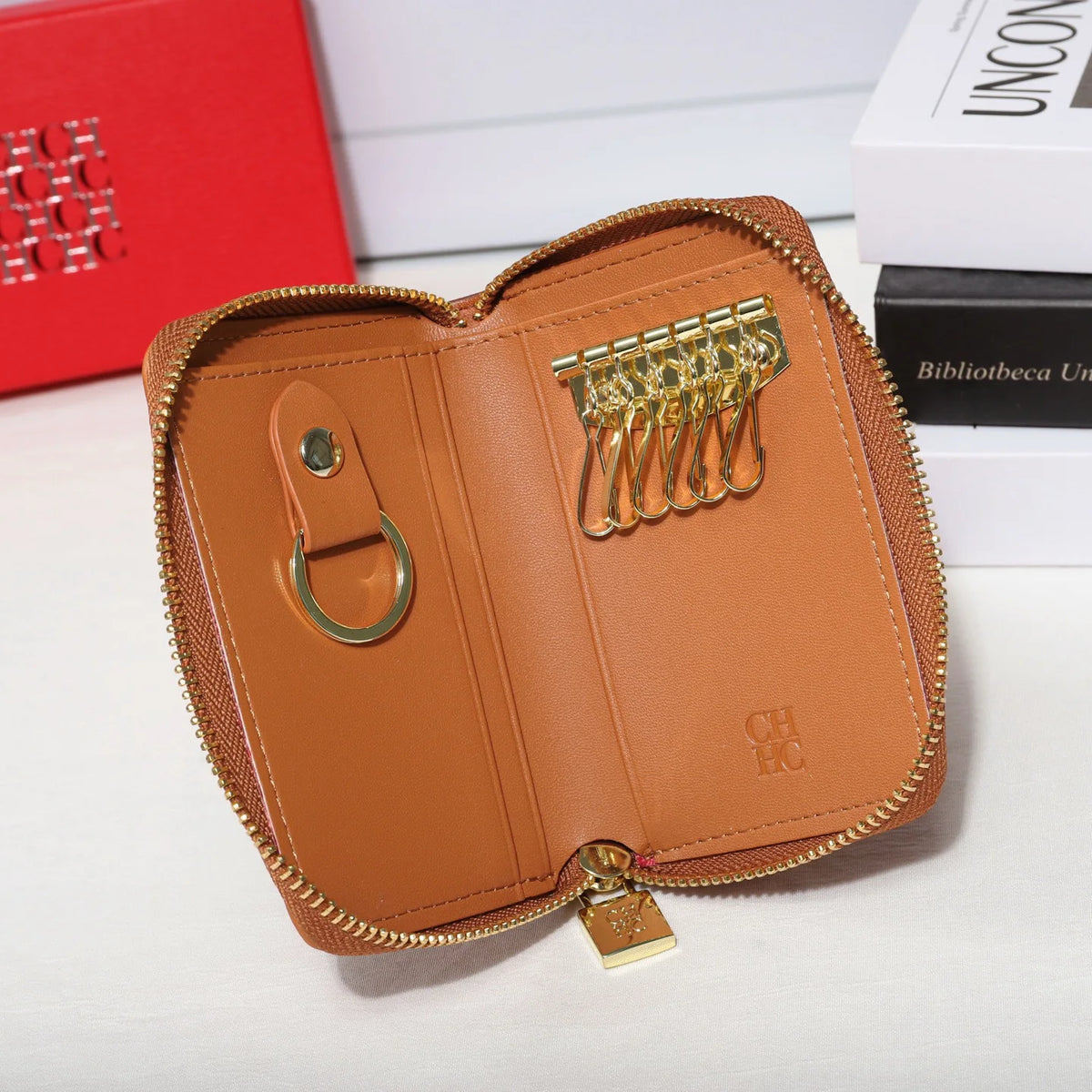 Multifunctional Zippered Key Card Holder Pouch for Women