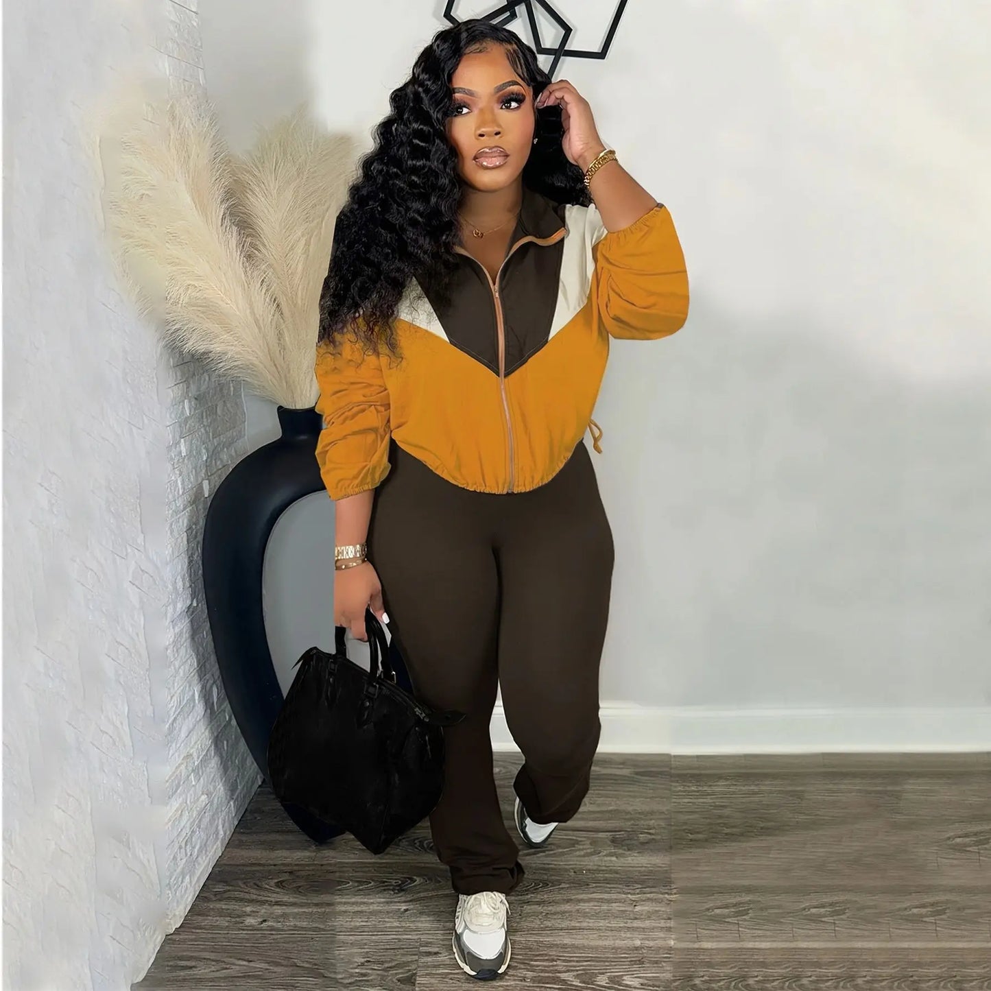 Pant Set Women Two Piece Sets Matching Sets Y2k Streetwear Zipper Coats Long Pants High Waist Sports Suit Sportswear 2025