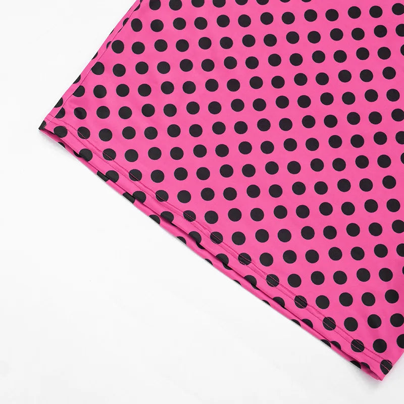 Polka Dot Print Sleeveless Backless Bodycon Dress for Women