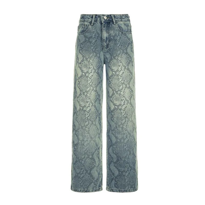 Snake Print High Waist Jeans