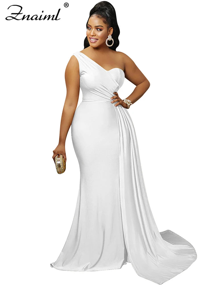 Znaiml Elegant Ribbon One Shoulder Wedding Guest Dinner Dress Women Sexy Party Nightclub Formal Occasion Evening Birthday Robe
