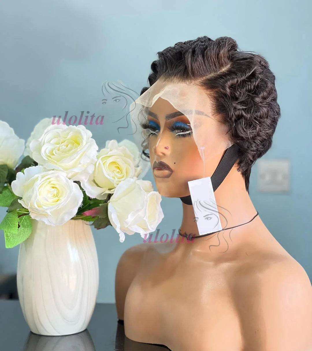 Chocolate Brown Pixie Cut Lace Front Human Hair Wig for Women