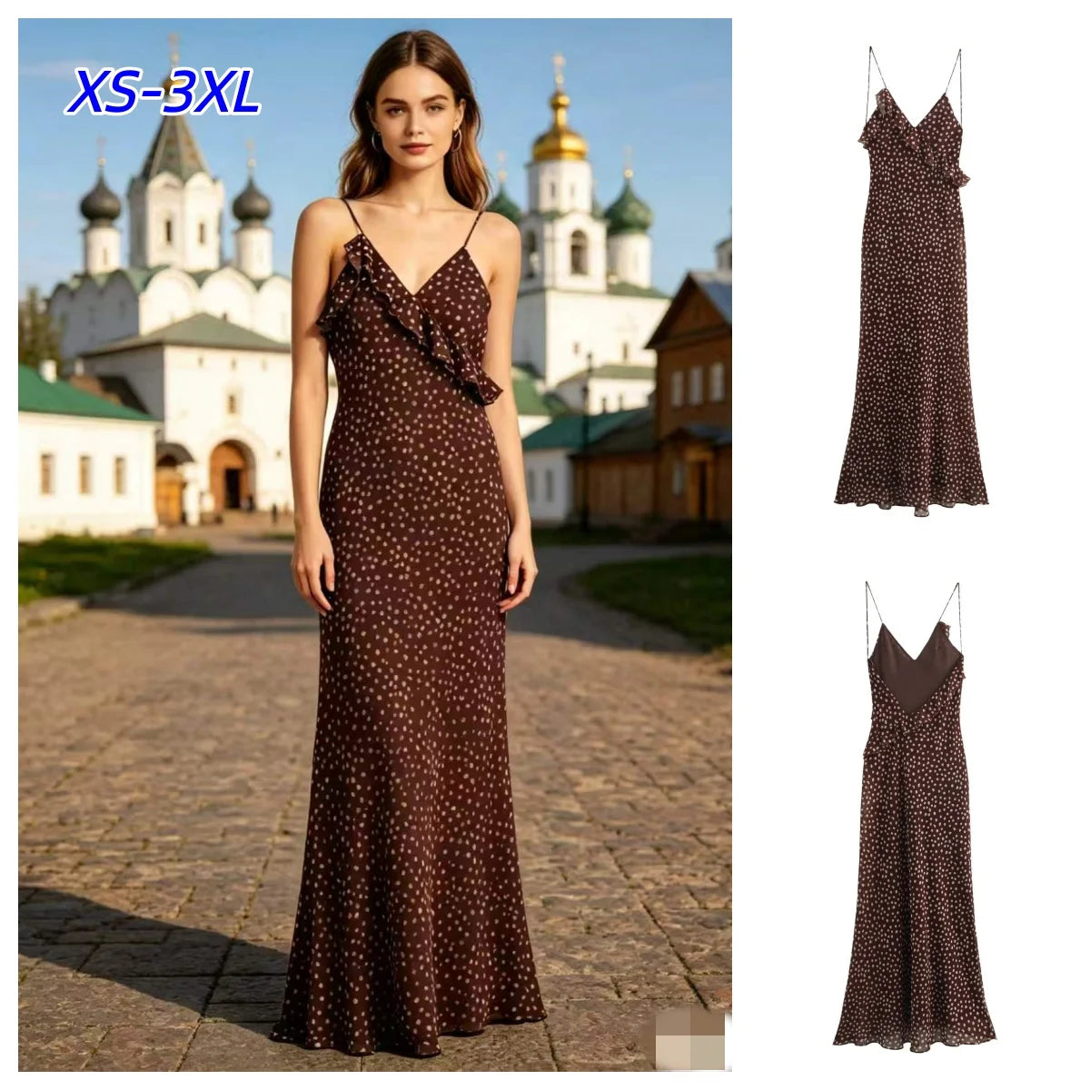 Simple Retro Polka Dot Sleeveless Chiffon Dress for Women