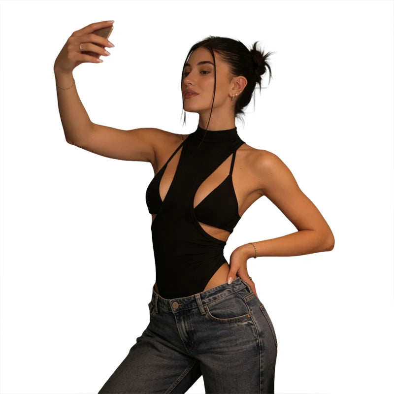 High Stretch Hollow Out Backless Bodysuit for Women