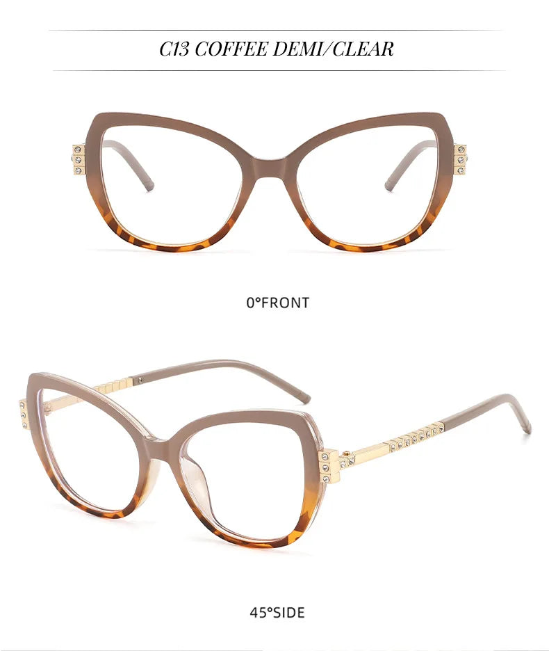 Black Cat Eye Rhinestone Anti Blue Light Reading Glasses for Women