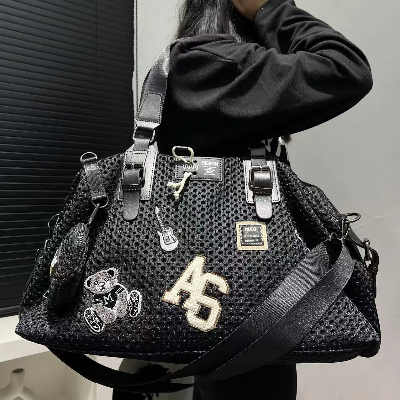 Large Capacity Durable Mesh Nylon Tote Bag for Women