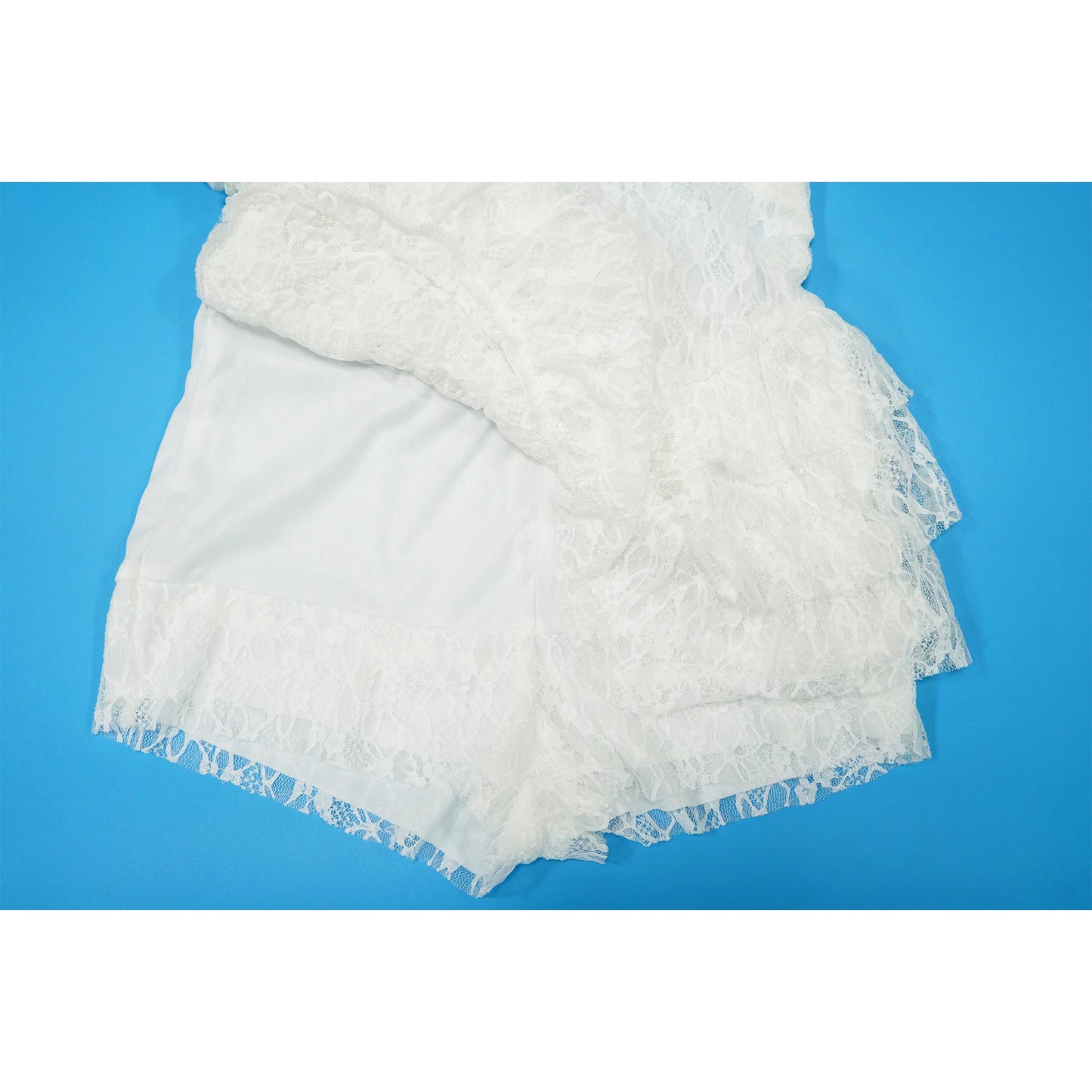 FAGADOER Sexy Lace Ruffle Patchwork Bodycon Romper Woman See Through Long Sleeves One Piece Jumpsuits Female Nightclub Overalls