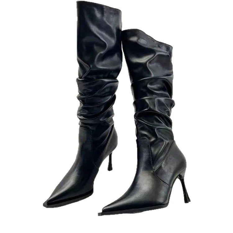 Elegant Pointed Toe Stiletto Knee High Boots for Women