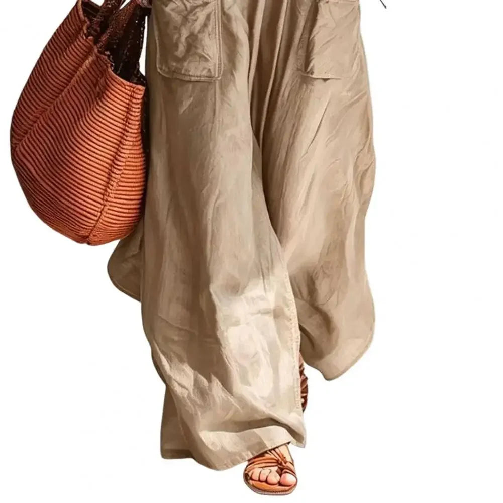 Sleeveless V Neck Loose Wide Leg Casual Jumpsuit For Women
