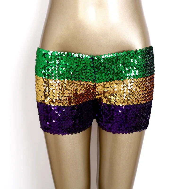 FAGADOER Y2K Sexy Sequin Shorts for Women Purple Golden Sparkling Low Waist Skinny Shorts Hot Girl Streetwear Bottoms 2025 New