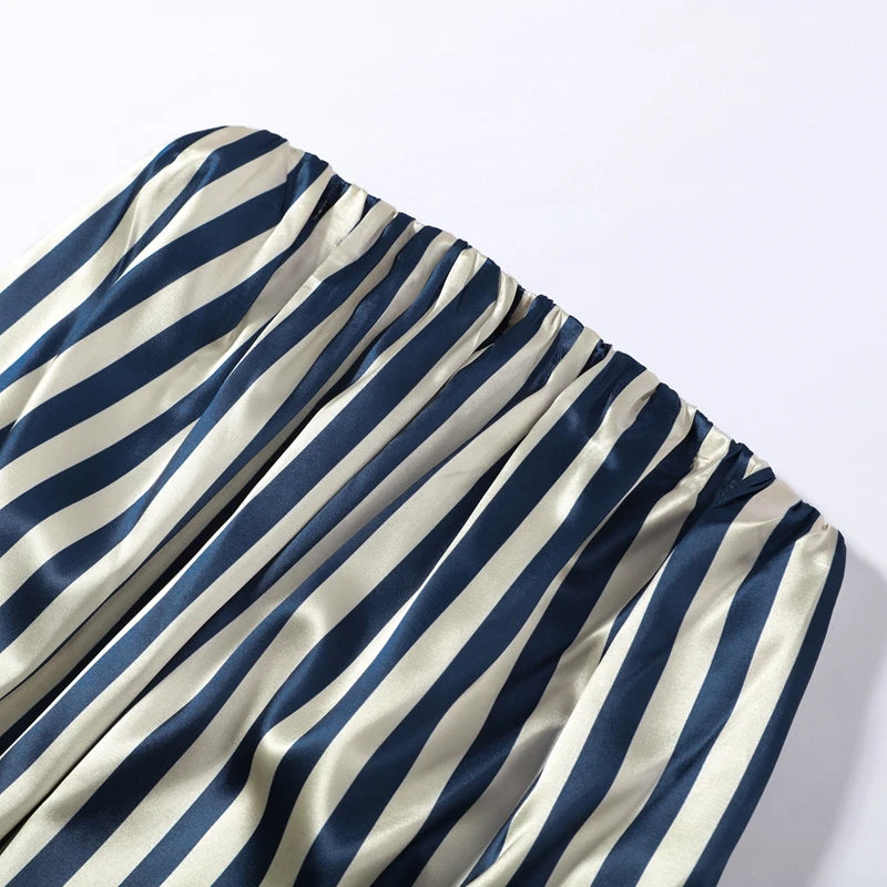 Striped Strapless Maxi Dress Set With Detachable Shawl for Women