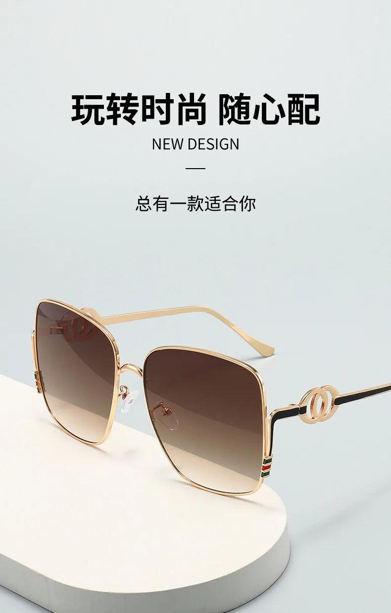 Square Frame Metal Sunglasses