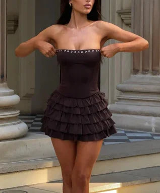 Turn Heads in Our Strapless Cake Dress - Available in White or Black, Sizes S to XL!