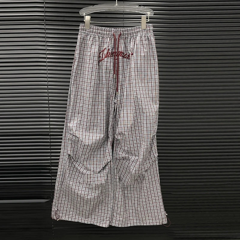 KUCLUT 2025 Autumn New Fashion Ruffle Plaid Batwing Sleeve Zipper Loose Jacket For Casual Elastic Waist Wide-Leg Pants 1A621