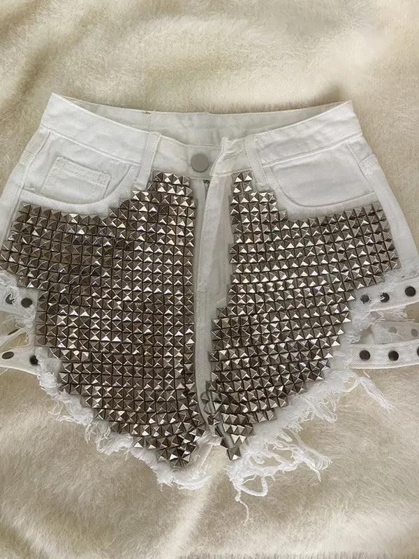 Relaxed Fit High Waisted Denim Shorts With Tassel Accents For Women