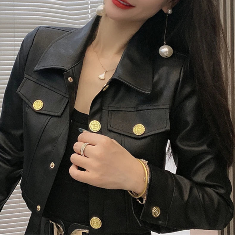2025 Autumn New Short Style Coat Women's Leather Jacke Clothing