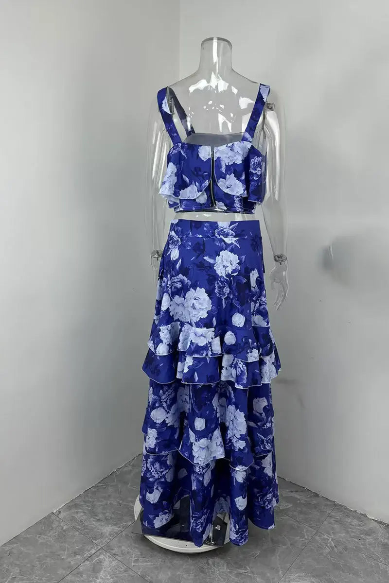 Printed Beach Vacation Style Two-Piece Set for Women